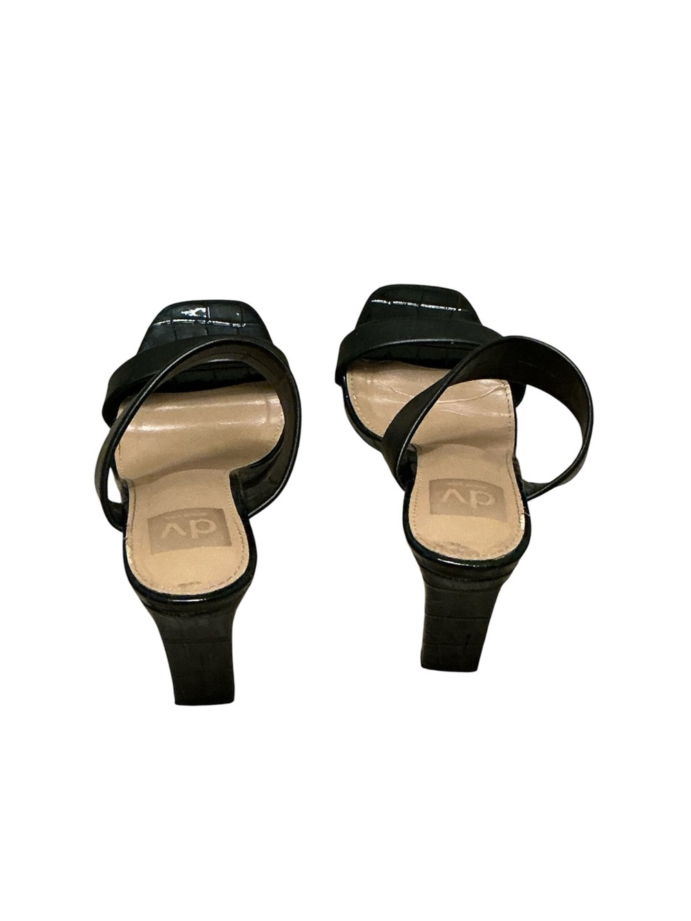 DV by Dolce Vita Black Two-Band Square Toe Mid Heel Sandals - Picture 5 of 6